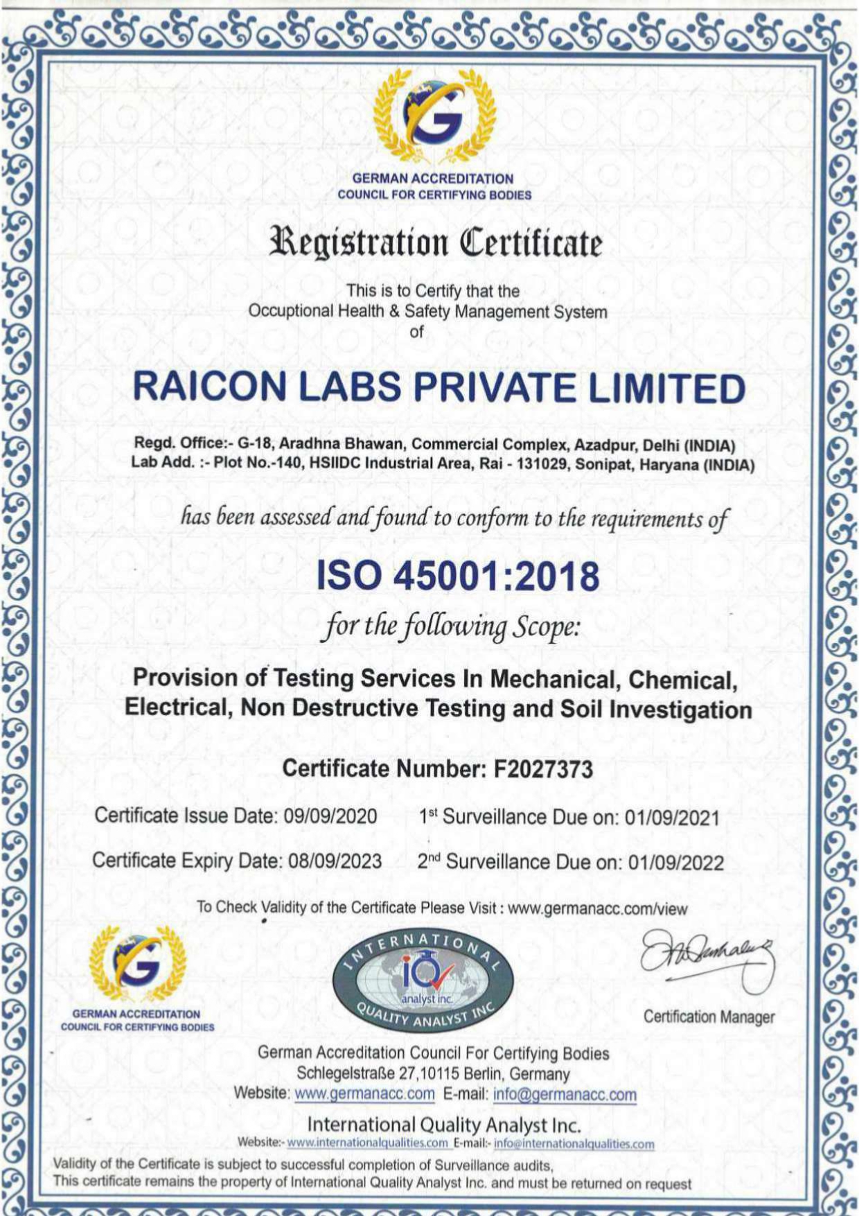 CERTIFICATE OF REGISTRATIOI